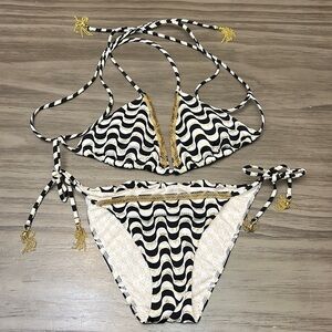 VICTORIA’S SECRET BLACK WHITE GOLD BIKINI SMALL